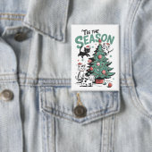 Kerstkat Retro Tis The Season Meowy Catmas Button (Insitu)