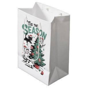 Kerstkat Retro Tis The Season Meowy Catmas Medium Cadeauzakje