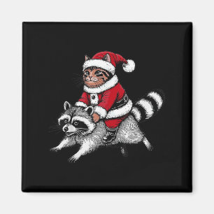 Kerstkat Ridder op een Wasbeer Kerstman Mannen Vro Magneet