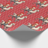 Kerstkat rijdt op lama, Kerstlama en kitten Cadeaupapier (Hoek)