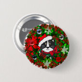 kerstkat ronde button 5,7 cm (Voorkant /achterkant)