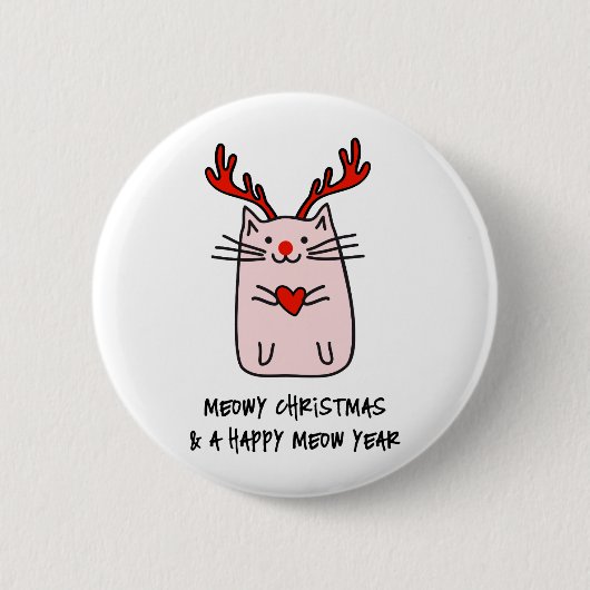 kerstkat ronde button 5,7 cm (Voorkant)