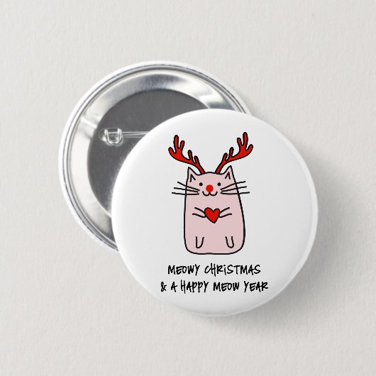 kerstkat ronde button 5,7 cm (Voorkant /achterkant)