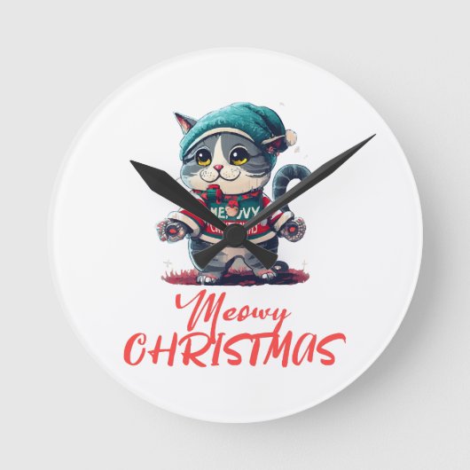 Kerstkat ronde klok (Voorkant)