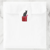 kerstKat Ronde Sticker (Tas)