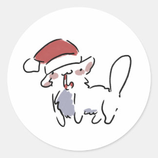 Kerstkat Ronde Sticker
