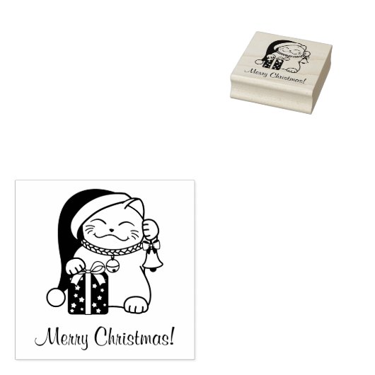 kerstkat rubberstempel (Gestempeld)