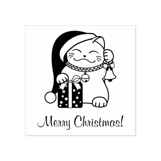 kerstkat rubberstempel (Afrduk)