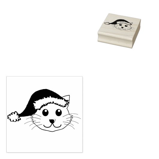 kerstkat rubberstempel (Gestempeld)