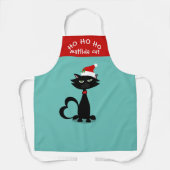 Kerstkat Santa Hat Ho Holiday Schort (Voorkant)