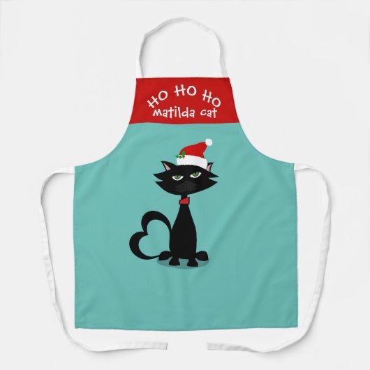 Kerstkat Santa Hat Ho Holiday Schort (Voorkant)