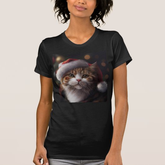 KERSTKAT SANTA HOED T-SHIRTS (Voorkant)