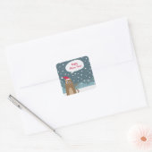 Kerstkat santa kitten feestdagen groeten vierkante sticker (Envelop)