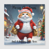 Kerstkat Santa, Magnetische Kaart (Voorkant)