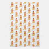 kerstkat Santa Painting Theedoek (Verticaal)