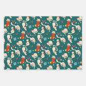 Kerstkat scandinavische moderne fel patroonplaat inpakpapier vel (Voorkant 2)