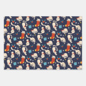 Kerstkat scandinavische moderne fel patroonplaat inpakpapier vel (Voorkant)