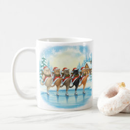 Kerstkat Schaatsers, Glas Coaster Koffiemok