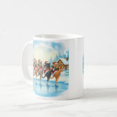 Kerstkat Schaatsers, Glas Coaster Koffiemok (Voorkant links)