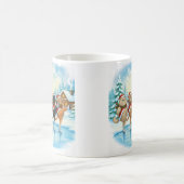 Kerstkat Schaatsers, Glas Coaster Koffiemok (Center)