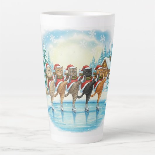 Kerstkat Schaatsers, Latte Mok (Voorkant)