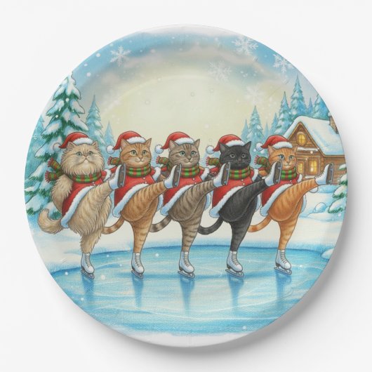 Kerstkat Schaatsers, Papieren Bord (Voorkant)
