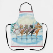 Kerstkat Schaatsers Roze, Schort (Voorkant)