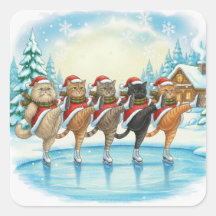 Kerstkat Schaatsers, Stickers