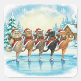 Kerstkat Schaatsers, Stickers