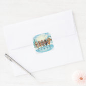Kerstkat Schaatsers, Stickers (Envelop)