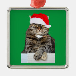 Kerstkat Schijnheilige Persoon Vierkante Premium O Metalen Ornament