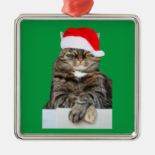 Kerstkat Schijnheilige Persoon Vierkante Premium O Metalen Ornament