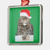 Kerstkat Schijnheilige Persoon Vierkante Premium O Metalen Ornament (Links)
