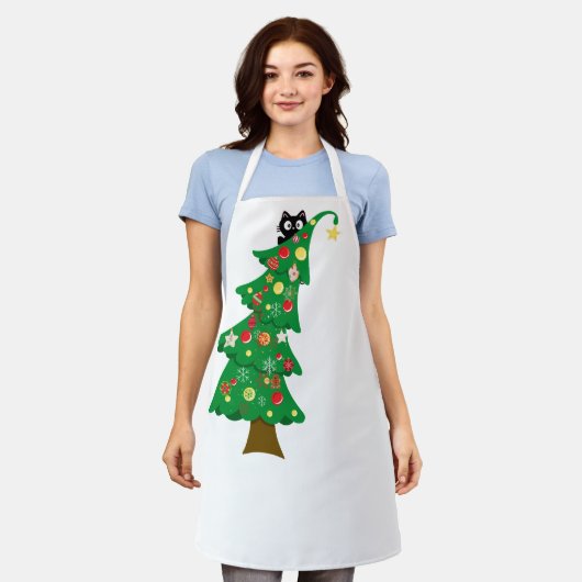 kerstkat schort (Gedragen)