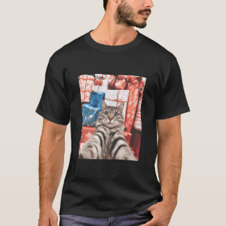 Kerstkat Selfie Grappige Kat T-shirt