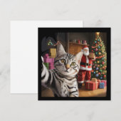 Kerstkat selfie met kerstman Cute vakantie Feestdagenkaart (Voorkant / Achterkant)