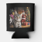 Kerstkat selfie met kerstman Schattige feestdagen Blikjeskoeler (Voorkant)