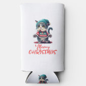 Kerstkat seltzer blikjeskoeler (Voorkant)