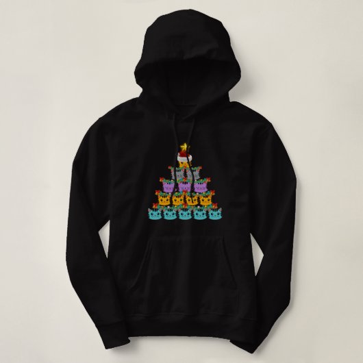 kerstkat-Shirt voor mannen, kerstboomkat Pa Hoodie (Design voorkant)