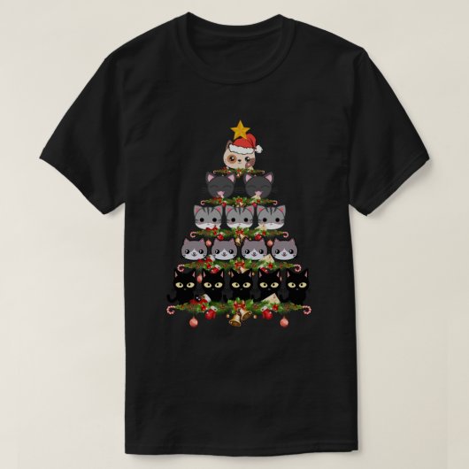kerstkat-Shirt voor mannen, kerstboomkat Pa T-shirt (Design voorkant)