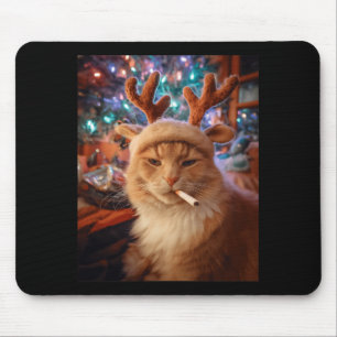 Kerstkat Sigaret Roken Meme Gen Z Comfort Muismat