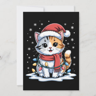Kerstkat Sinterklaas Hoed Sjaal Lichten Sneeuw Ker Kaart