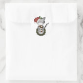 Kerstkat Sinterklaas Ronde Sticker (Tas)