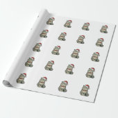 Kerstkat Sinterklaashoed Vintage Gravure Design_1 Cadeaupapier (Uitgerold)