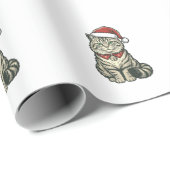 Kerstkat Sinterklaashoed Vintage Gravure Design_1 Cadeaupapier (Rol Hoek)