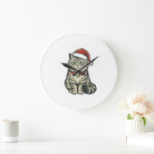 Kerstkat Sinterklaashoed Vintage Gravure Design_1 Grote Klok (Huis)