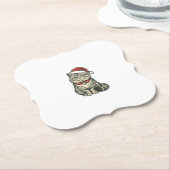 Kerstkat Sinterklaashoed Vintage Gravure Design_1 Kartonnen Onderzetters (Gekanteld)