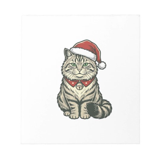 Kerstkat Sinterklaashoed Vintage Gravure Design_1 Notitieblok (Voorkant)