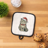 Kerstkat Sinterklaashoed Vintage Gravure Design_1 Pannenlap (Top down)