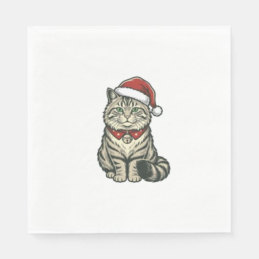 Kerstkat Sinterklaashoed Vintage Gravure Design_1 Servet (Voorkant)